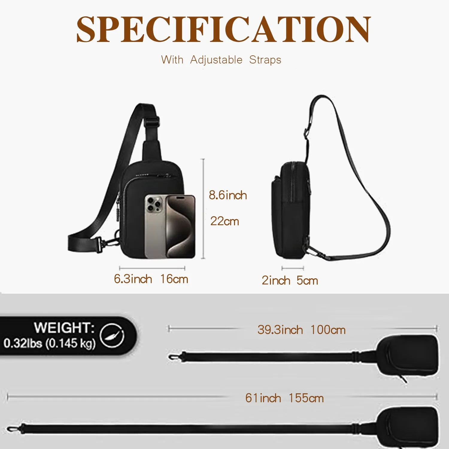 Light Grey Trendy Waterproof Sling Bag - Lightweight Crossbody Chest Pack, Adjustable Strap