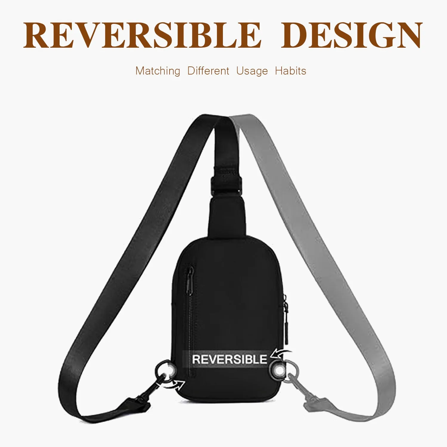 Light Grey Trendy Waterproof Sling Bag - Lightweight Crossbody Chest Pack, Adjustable Strap