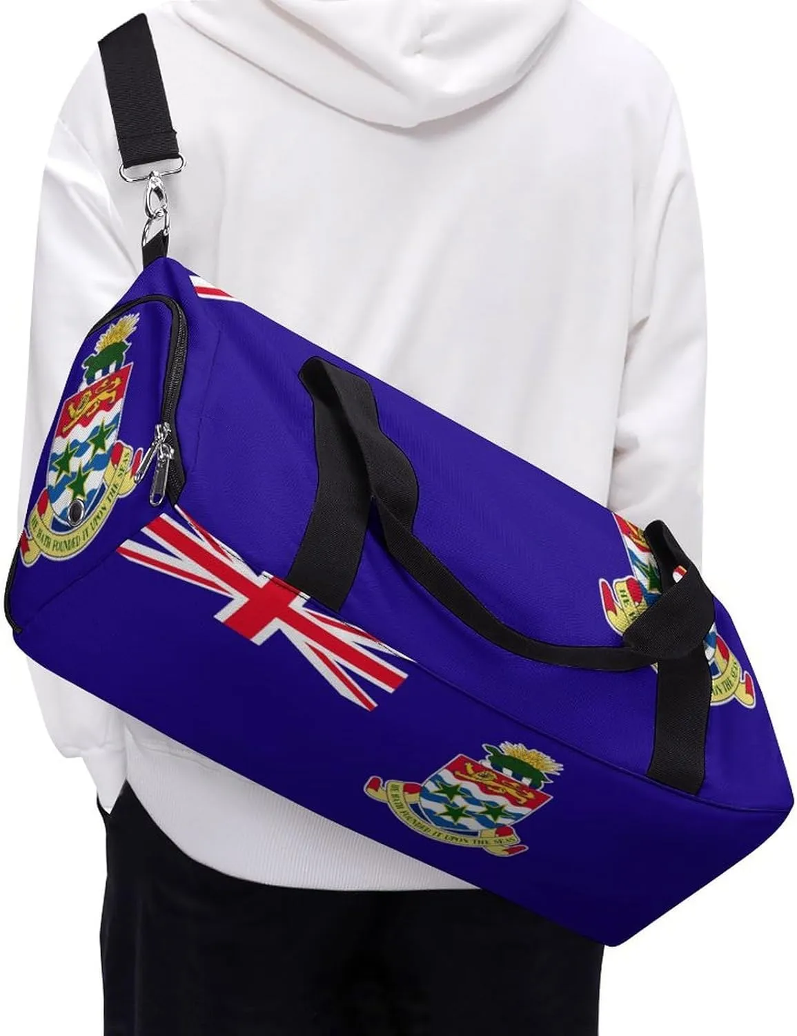 Lightweight Cayman Lslands Flag Duffel Bag for Women Men with Shoe Compartment and Wet Pocket