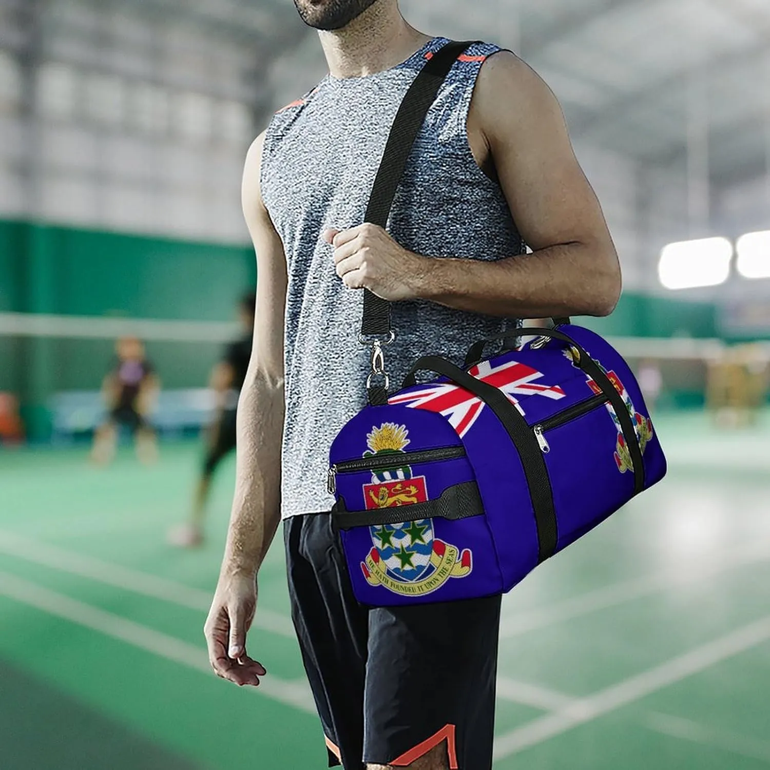 Lightweight Cayman Lslands Flag Duffel Bag for Women Men with Shoe Compartment and Wet Pocket