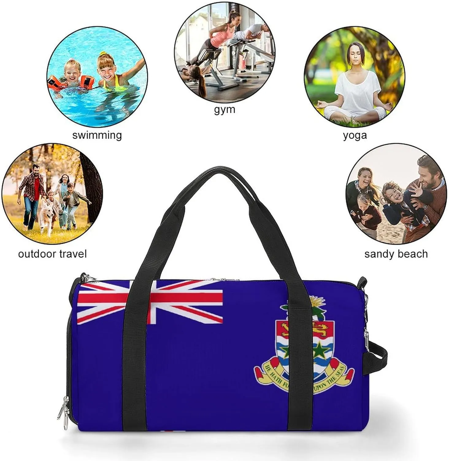 Lightweight Cayman Lslands Flag Duffel Bag for Women Men with Shoe Compartment and Wet Pocket