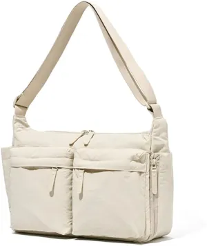 Lightweight Nylon Sling Bag for 13-Inch Laptop, Multi-Pocket Design, Adjustable Strap, Unisex Casual Crossbody Bag
