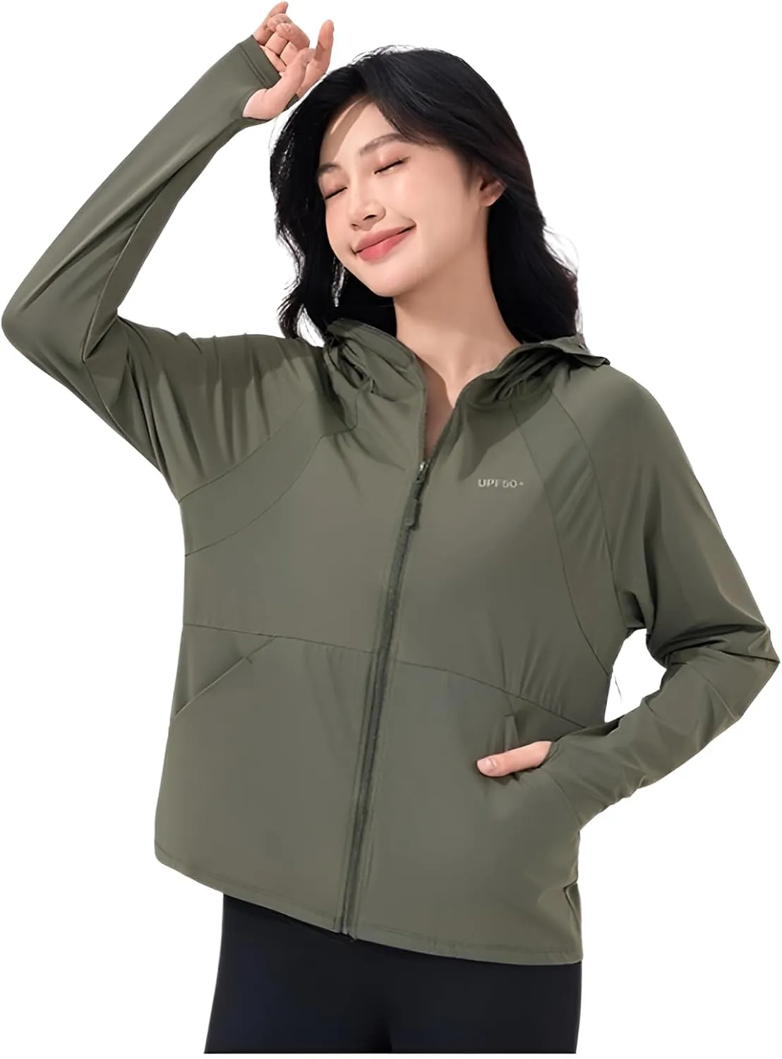 lilaBelle]Lightweight Women's Protection Jacket - Trendy UV-Blocking Outer Layer with Thumb Holes & Removable Hood for -Day Comfort【High-Quality】【Breathable Fabric】