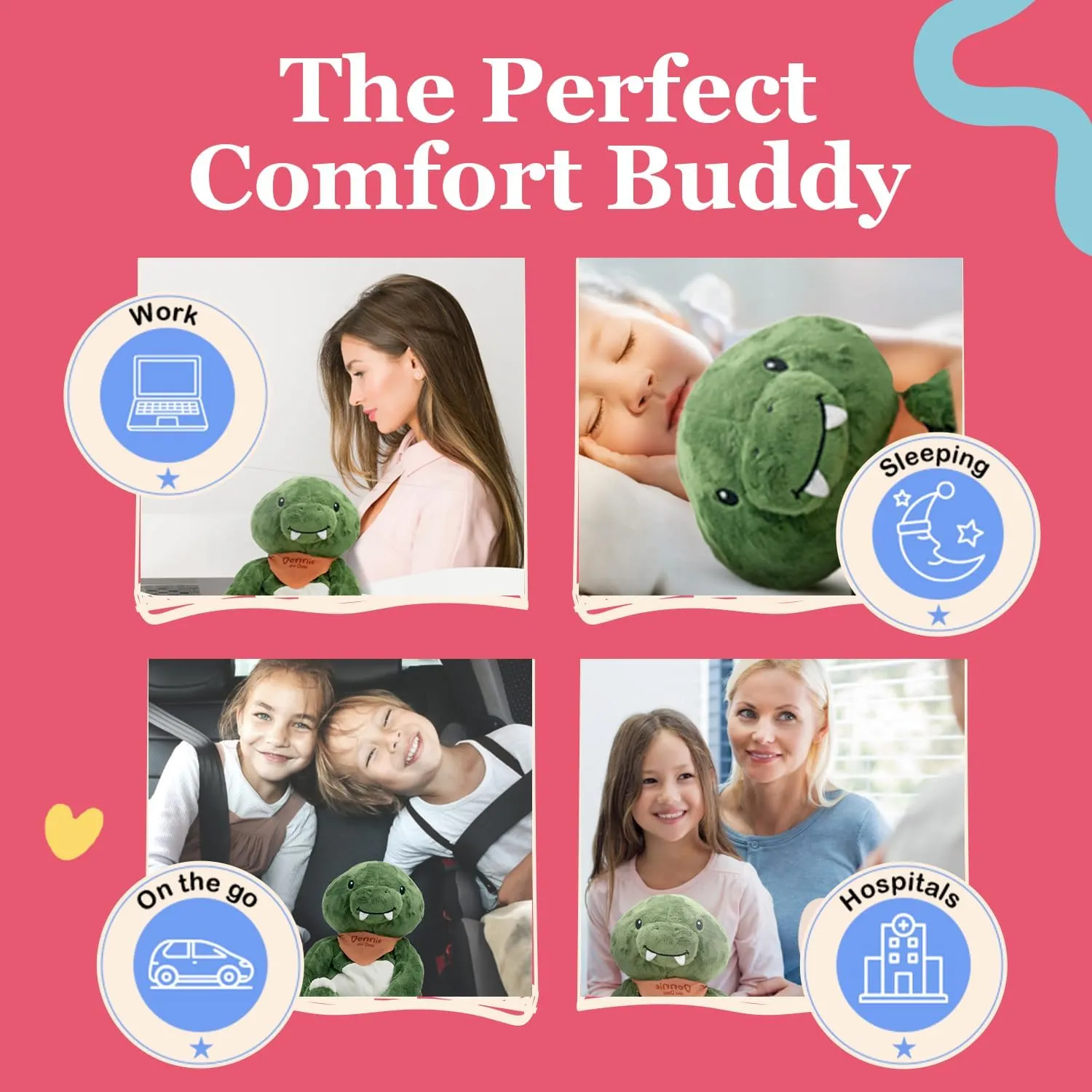 Lilly's Love Weighted Stuffed Animal, 5lb | Sensory Plush for Kids & Adults | Machine Washable Plushie w/Removable Inner | Calming Weighted Stuffed Animal for Anxiety, Donnie The Dino