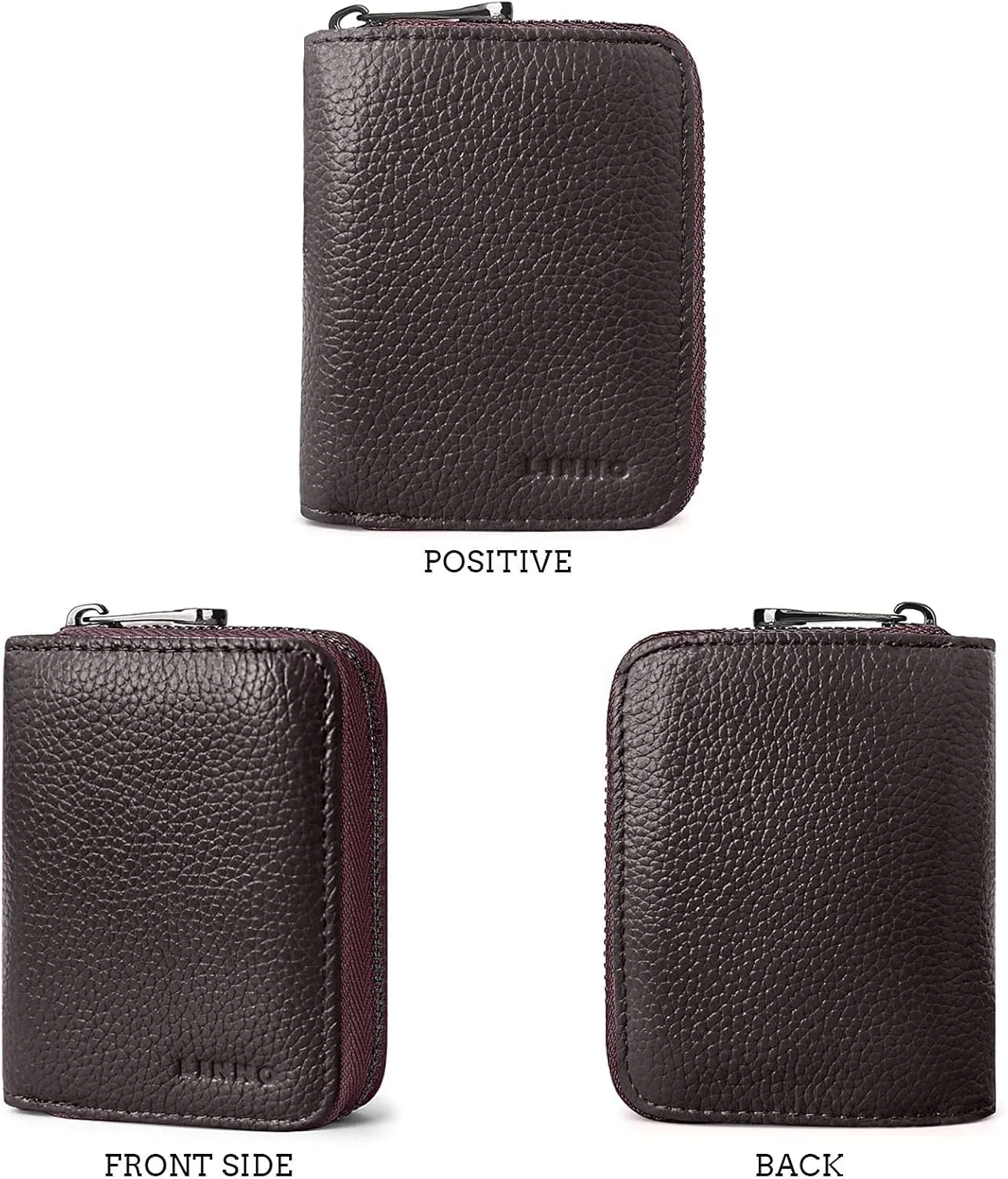 Linno RFID 20 Slots Credit Card Holder Genuine Leather Small Wallet for Women or Men with Zipper