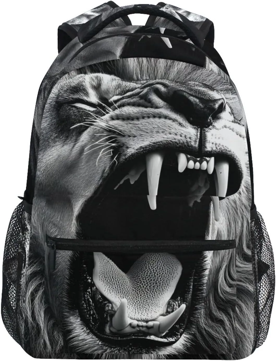 Lion Roar Black White Backpack for Women Men Laptop Travel Backpack Book Bag Daypack 12 ×16.9 In