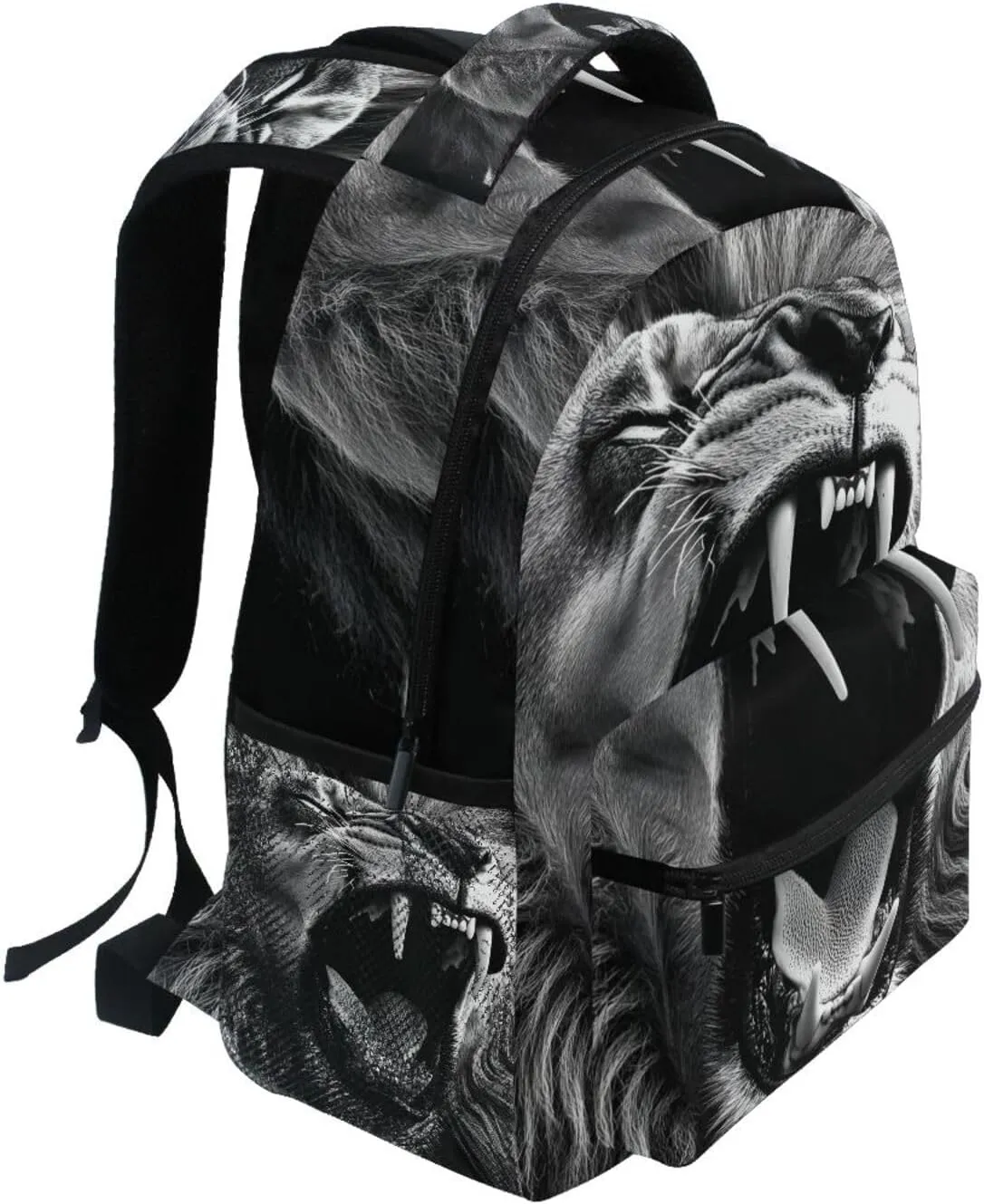 Lion Roar Black White Backpack for Women Men Laptop Travel Backpack Book Bag Daypack 12 ×16.9 In