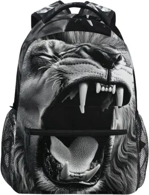 Lion Roar Black White Backpack for Women Men Laptop Travel Backpack Book Bag Daypack 12 ×16.9 In