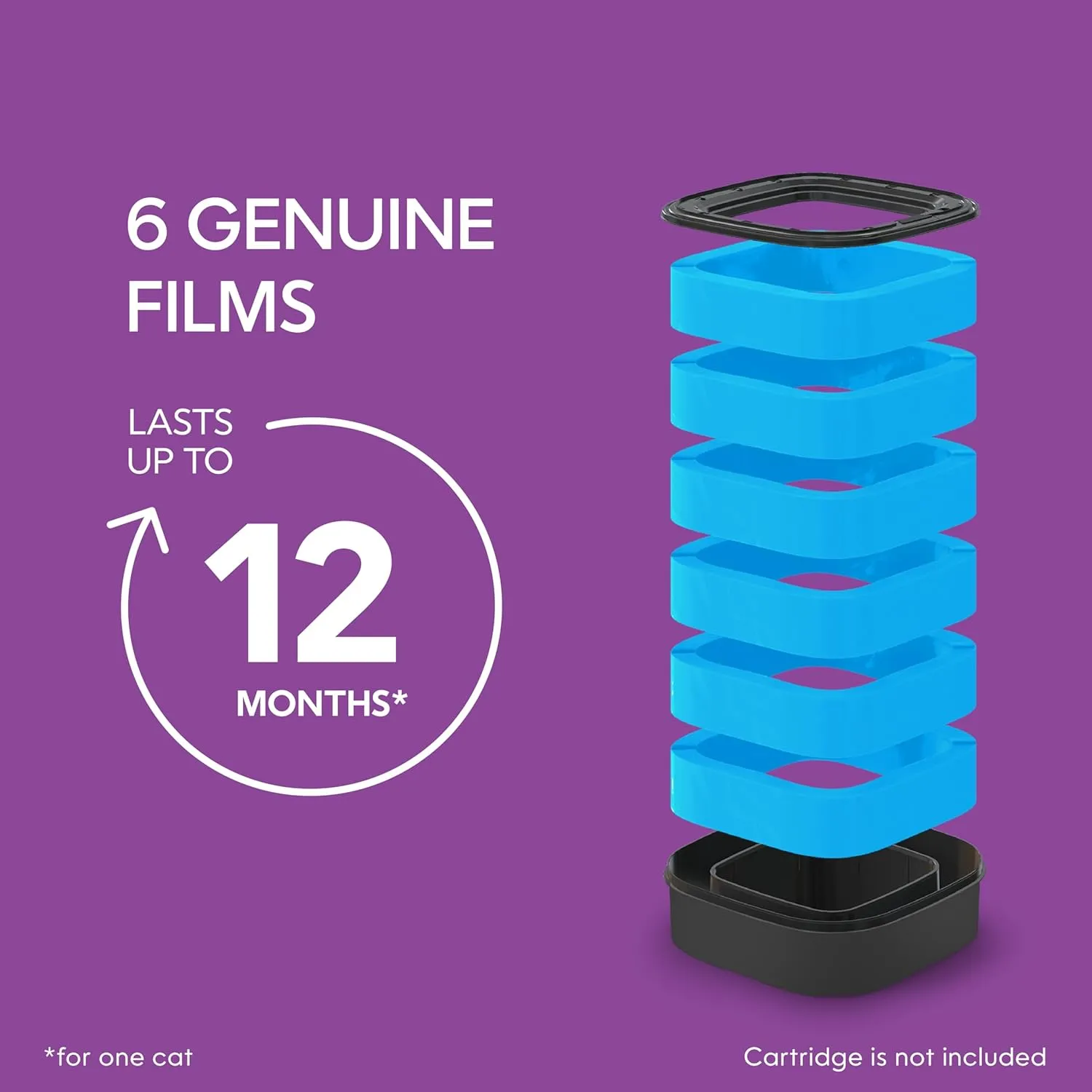 Litter Genie Refill Bags | Stand Alone Genuine Film 6 pk | Compatible with Litter Genie Standard and Jumbo Refills | Ultimate Odor Control Cat Litter Bags | Up to 12 Months of Supply for one cat