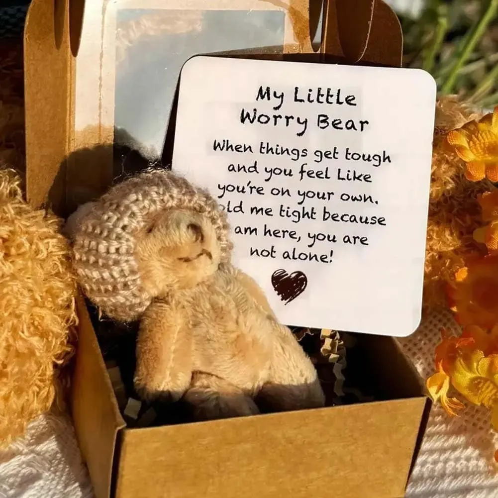 Little Bear in a Box, My Little Worry Bear, Handmade Mini Plush Teddy Bear in Box, Pocket Bear Hug Accessories Gift for Lovers, 2025 New Upgrade Sympathy Emotional Support Tiny Bear(4pcs)
