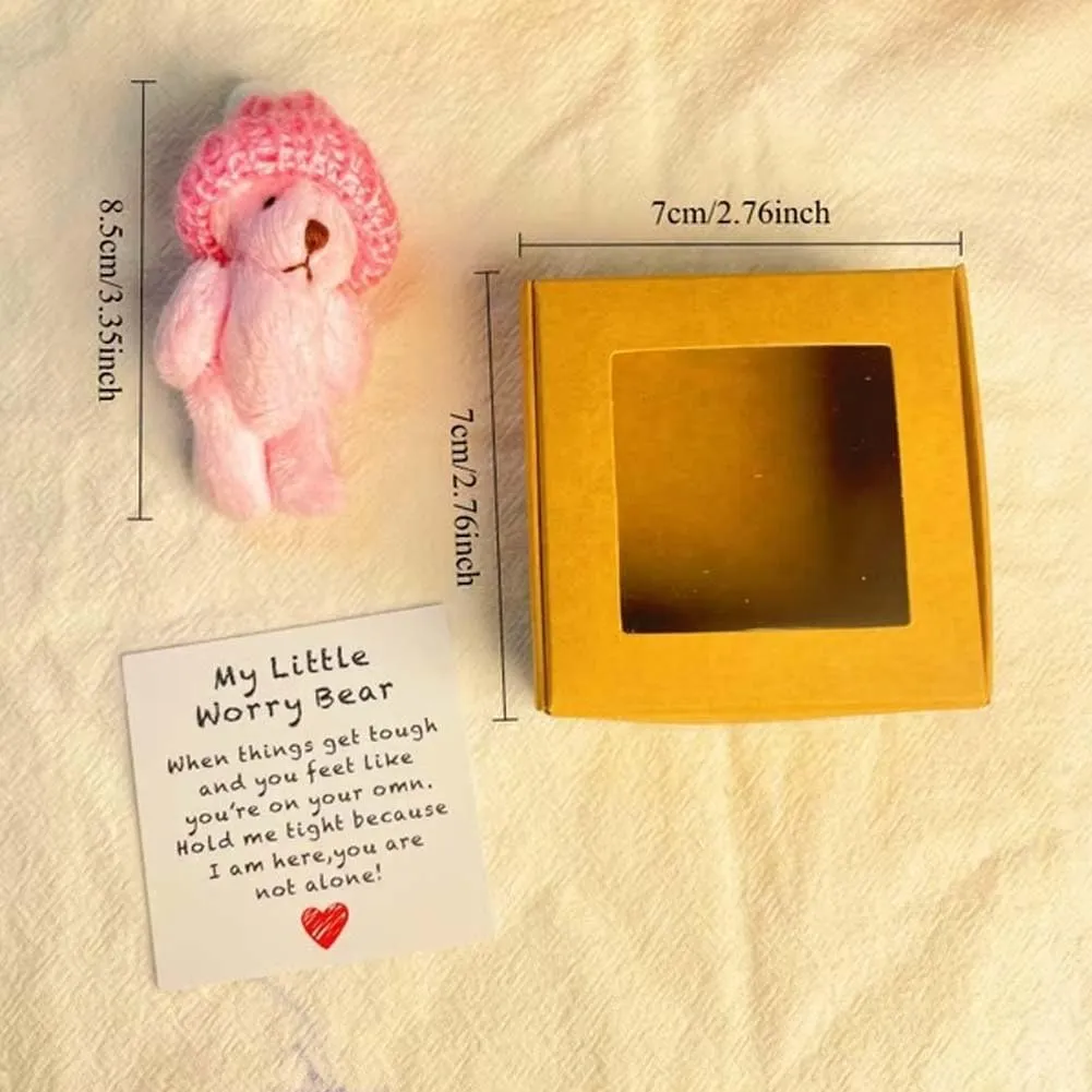Little Bear in a Box, My Little Worry Bear, Handmade Mini Plush Teddy Bear in Box, Pocket Bear Hug Accessories Gift for Lovers, 2025 New Upgrade Sympathy Emotional Support Tiny Bear(4pcs)