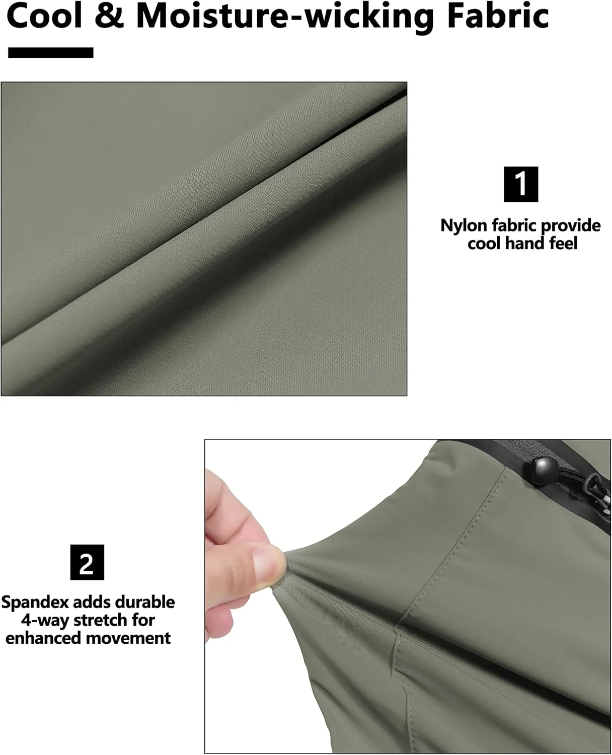 Little Donkey Andy Women's Ultra Stretch Quick Dry Lightweight Bermuda Shorts Drawstring Zipper Pocket Hiking Travel Workout