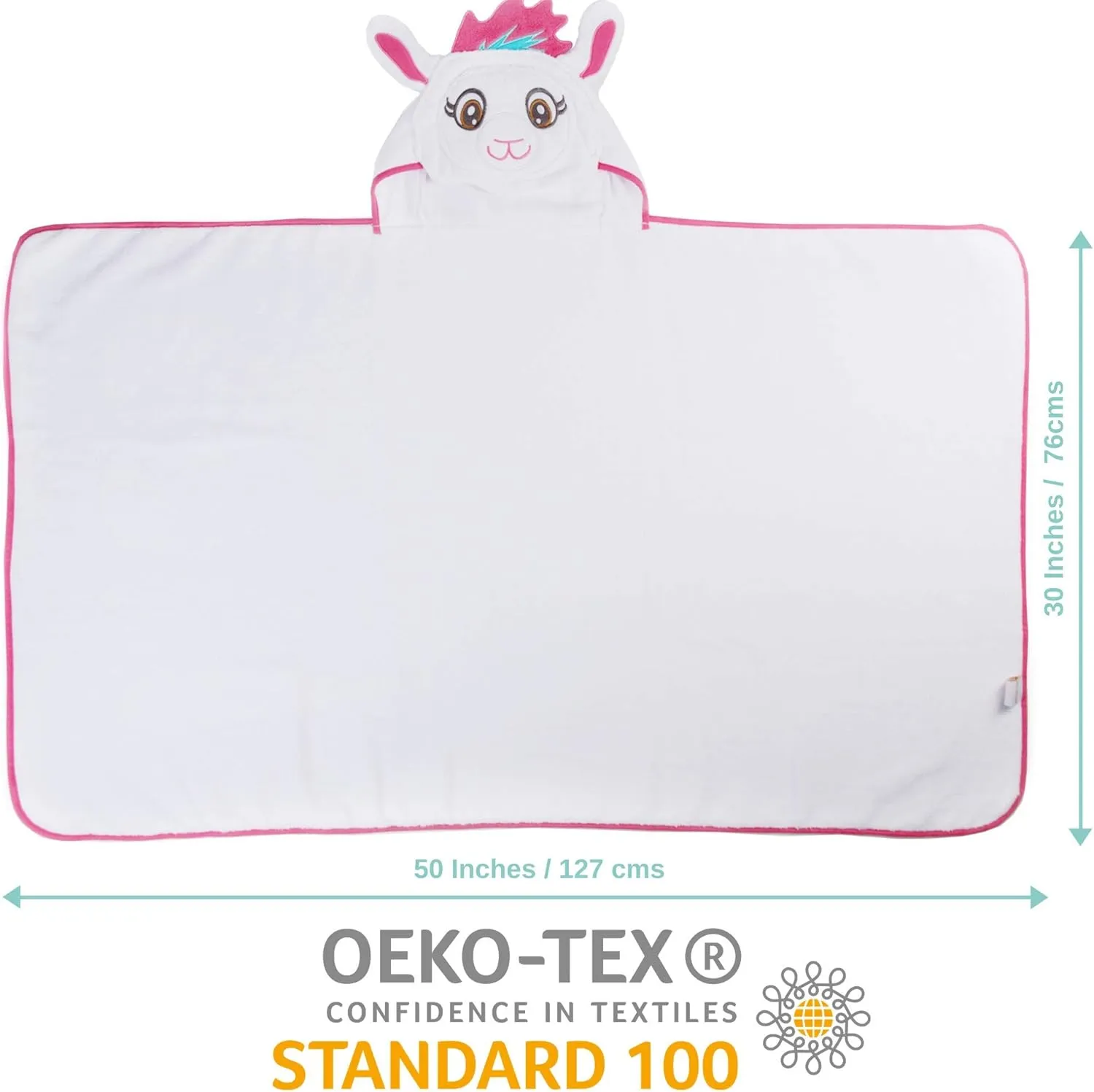 Little Tinkers World Premium Hooded Towels for Kids | Beach Or Bath Towel | Llama Design | Ultra Soft and Extra Large | 100% Cotton Childrens Swimming/Bath Towel with Hood for Girls and Boys