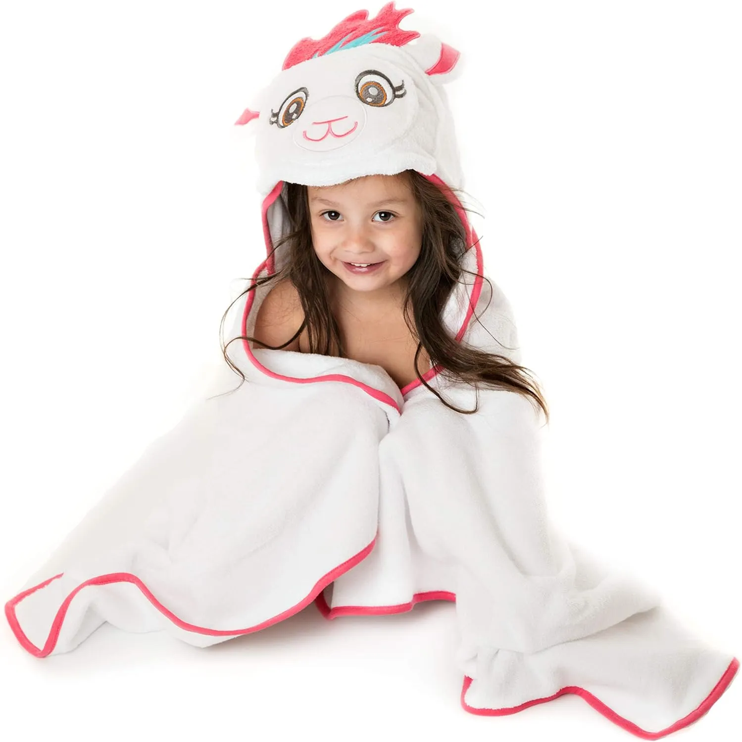 Little Tinkers World Premium Hooded Towels for Kids | Beach Or Bath Towel | Llama Design | Ultra Soft and Extra Large | 100% Cotton Childrens Swimming/Bath Towel with Hood for Girls and Boys