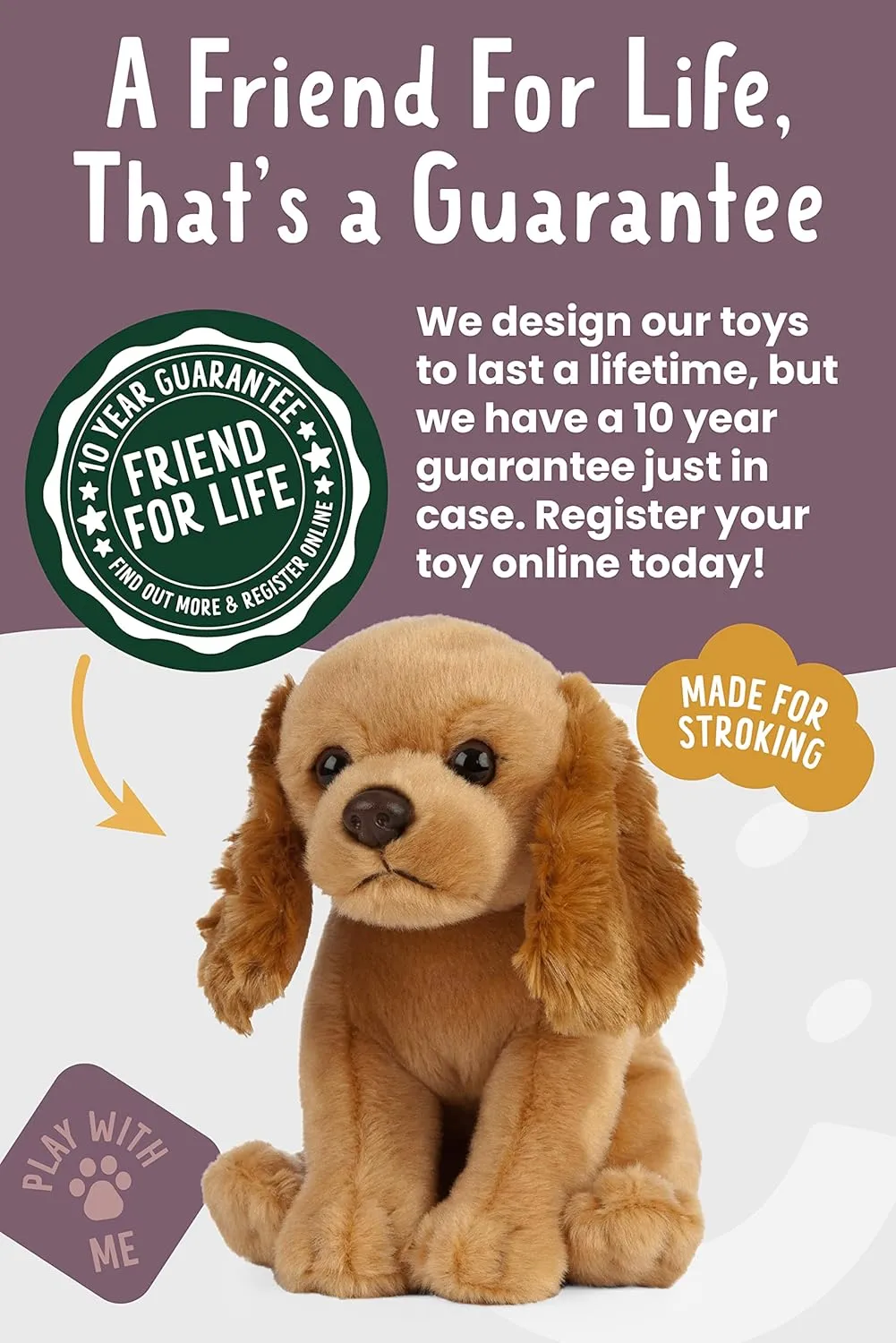 Living Nature Cocker Spaniel Puppy Stuffed Animal | Fluffy Dog Animal | Soft Toy Gift for Kids | 6 inches