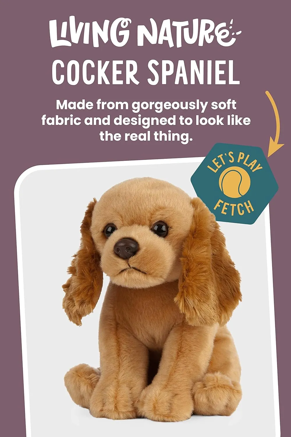 Living Nature Cocker Spaniel Puppy Stuffed Animal | Fluffy Dog Animal | Soft Toy Gift for Kids | 6 inches