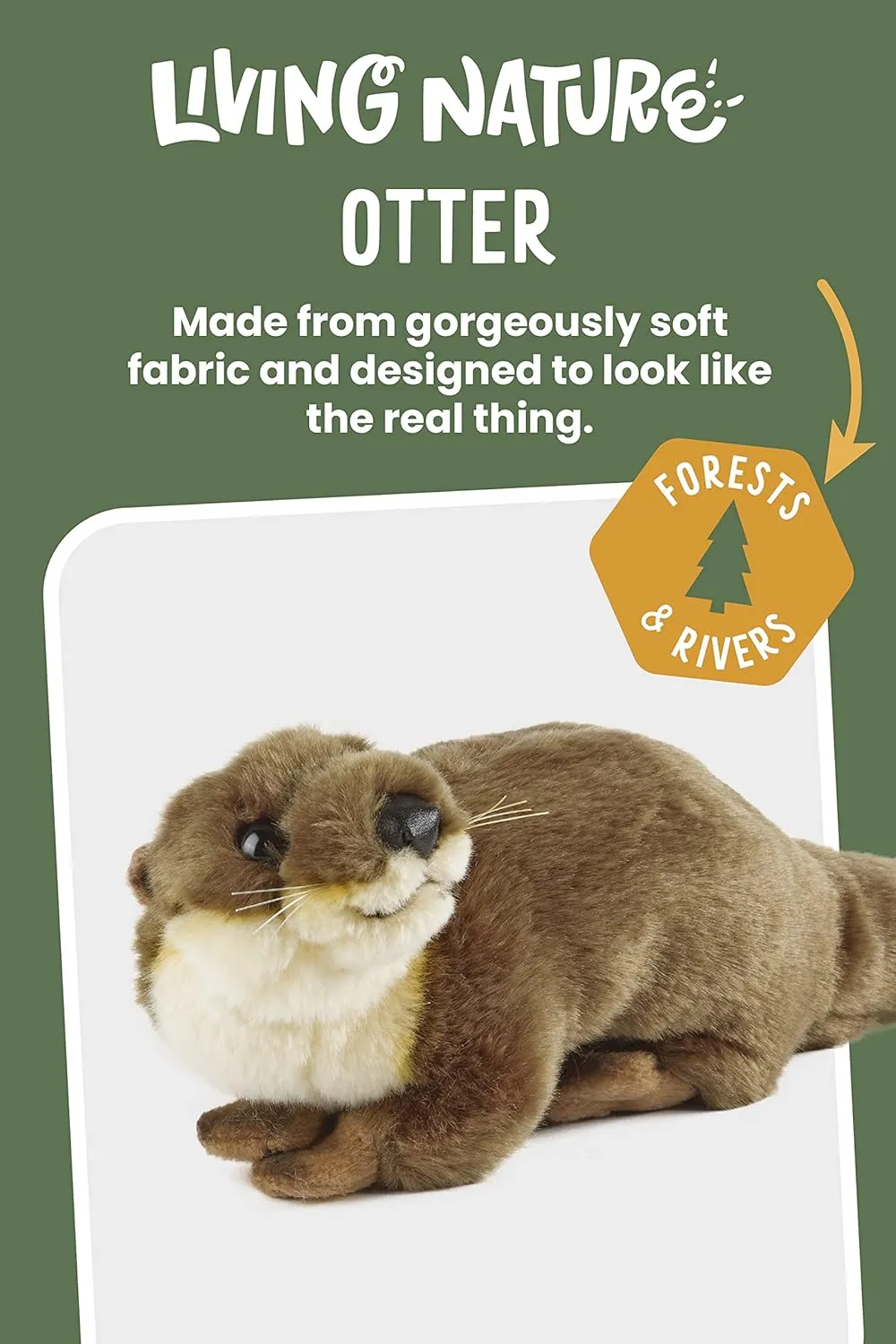 Living Nature Otter Stuffed Animal | Fluffy Animal | Soft Toy Gift for Kids | 8 inches