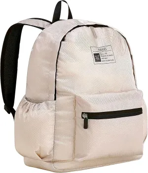 Long Keeper 15L Packable Lightweight Backpack for Women Men Water Resistant Foldable Hiking Travel Camping Daypack (Beige)