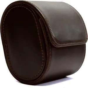 Longjet Watch Roll Travel Case for Men Portable Watches Organizer Box with Removable Velvet Pillow Holder (1 Slot Chocolate Brown/Genuine Leather)