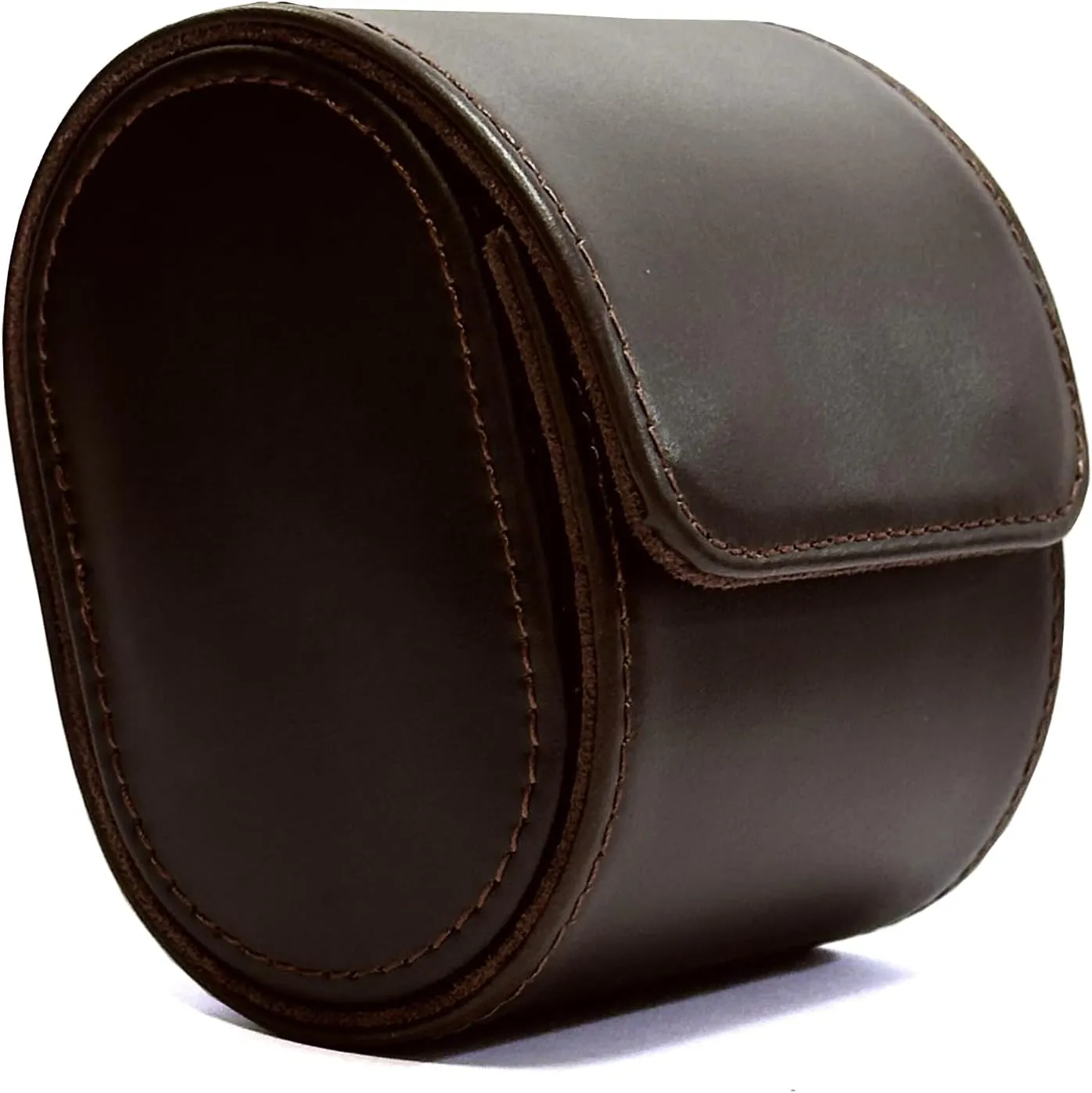 Longjet Watch Roll Travel Case for Men Portable Watches Organizer Box with Removable Velvet Pillow Holder (1 Slot Chocolate Brown/Genuine Leather)