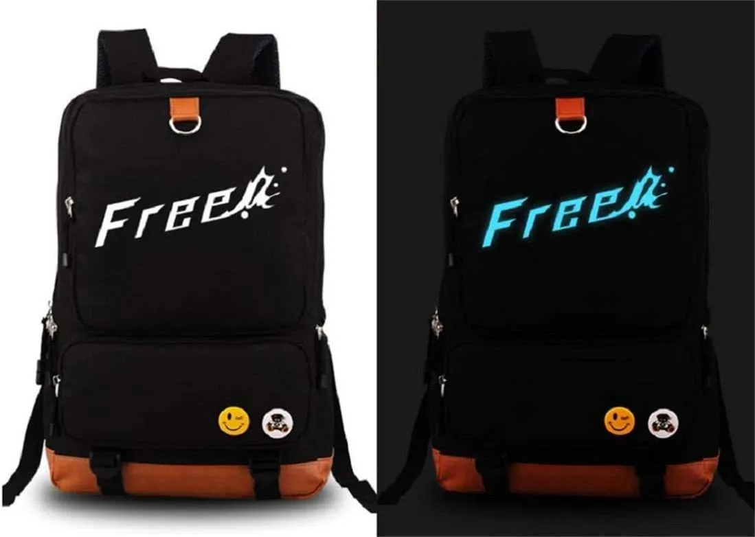 Luminous Casual Iwatobi Swim Club Backpack Daypack Laptop Student Bag School Bag Rucksack Book Bag (black)