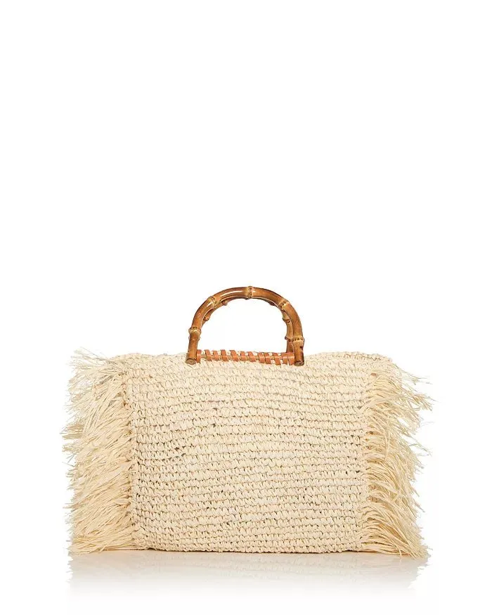Lusana Large Maris Fringed Basket Tote