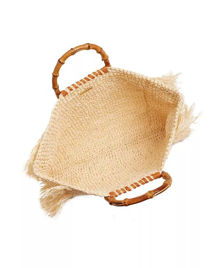 Lusana Large Maris Fringed Basket Tote