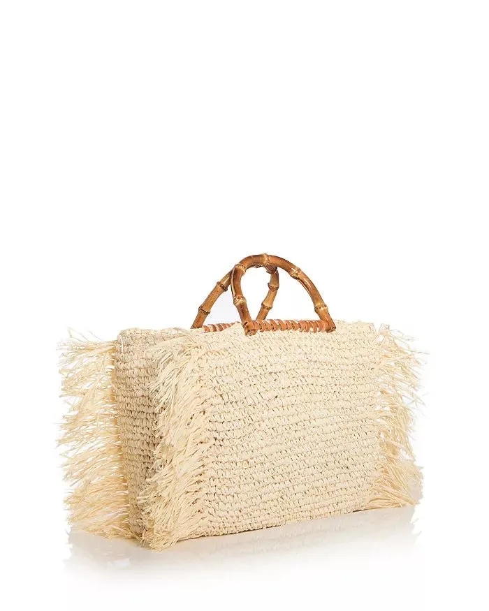 Lusana Large Maris Fringed Basket Tote