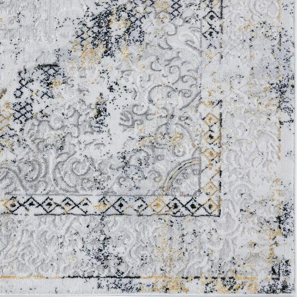 LUXE WEAVERS Oriental Medallion Living Room Area Rug 8x10 Anthracite and Cream