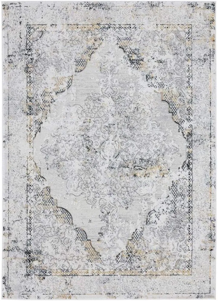 LUXE WEAVERS Oriental Medallion Living Room Area Rug 8x10 Anthracite and Cream