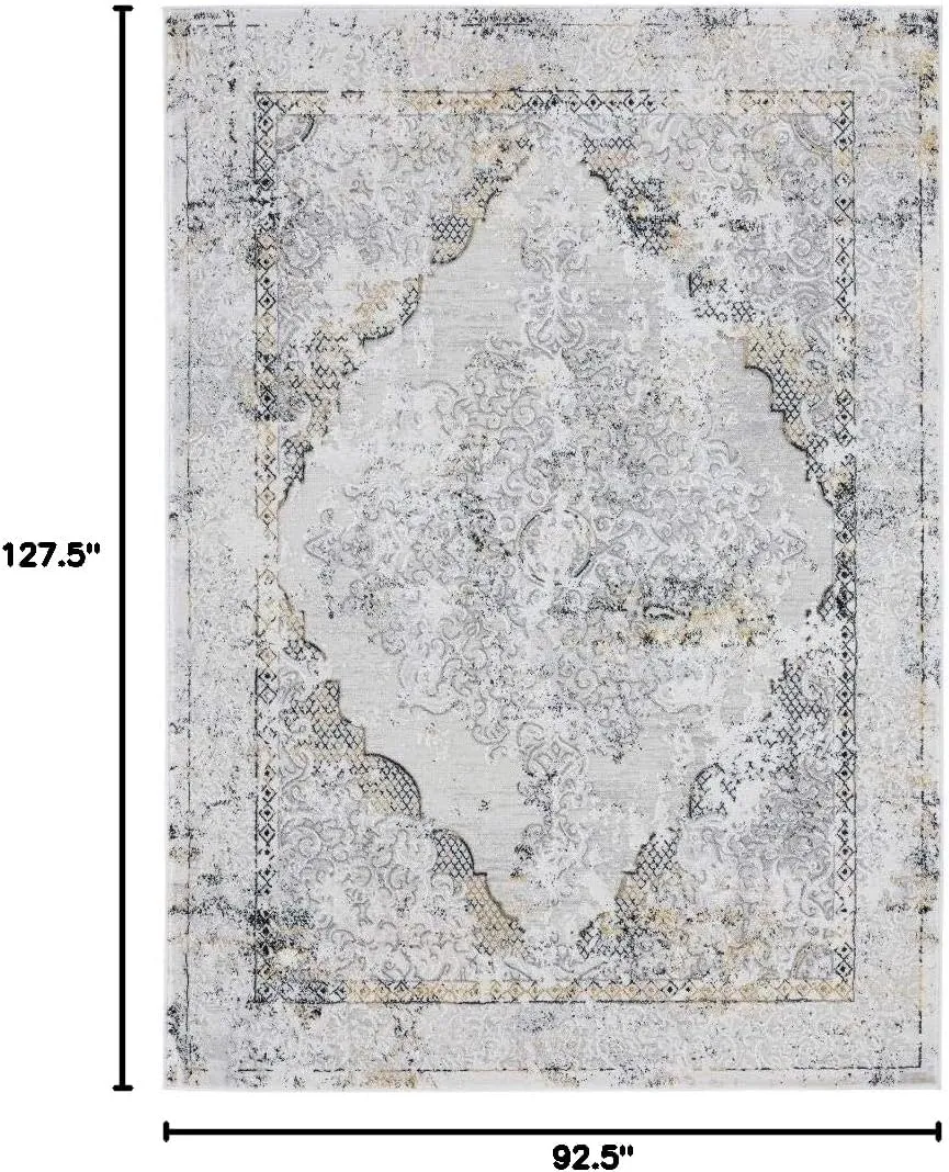 LUXE WEAVERS Oriental Medallion Living Room Area Rug 8x10 Anthracite and Cream