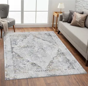 LUXE WEAVERS Oriental Medallion Living Room Area Rug 8x10 Anthracite and Cream