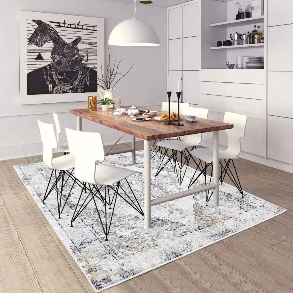 LUXE WEAVERS Oriental Medallion Living Room Area Rug 8x10 Anthracite and Cream