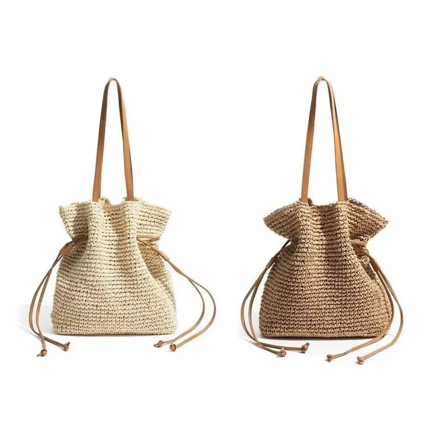 Luxury Straw Large Capacity Tote Bag Summer Beach Women Shoulder Bags Handmade Woven bag Top-Handle Raffia Boho Woven Women bags