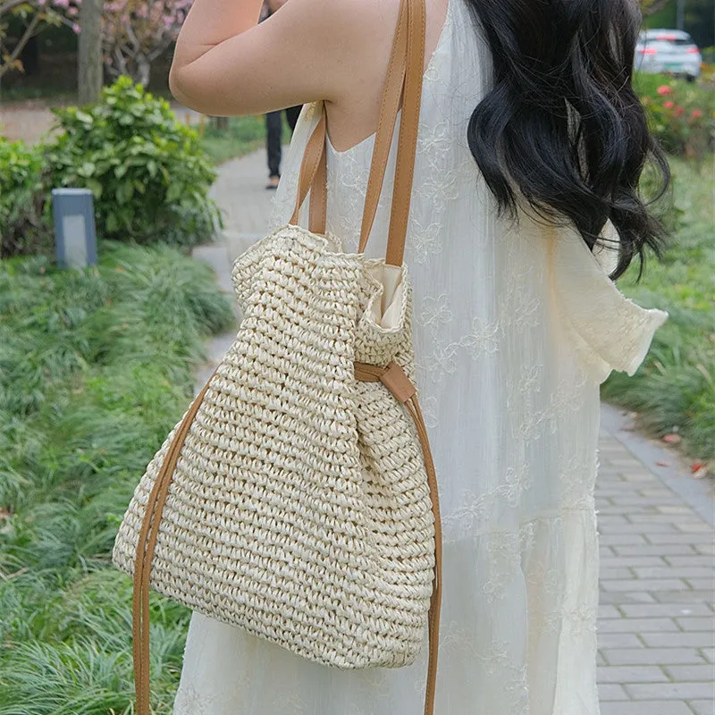 Luxury Straw Large Capacity Tote Bag Summer Beach Women Shoulder Bags Handmade Woven bag Top-Handle Raffia Boho Woven Women bags