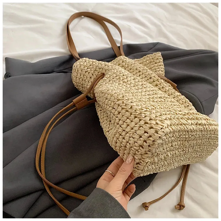 Luxury Straw Large Capacity Tote Bag Summer Beach Women Shoulder Bags Handmade Woven bag Top-Handle Raffia Boho Woven Women bags