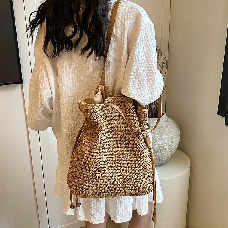 Luxury Straw Large Capacity Tote Bag Summer Beach Women Shoulder Bags Handmade Woven bag Top-Handle Raffia Boho Woven Women bags