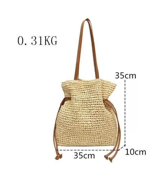Luxury Straw Large Capacity Tote Bag Summer Beach Women Shoulder Bags Handmade Woven bag Top-Handle Raffia Boho Woven Women bags