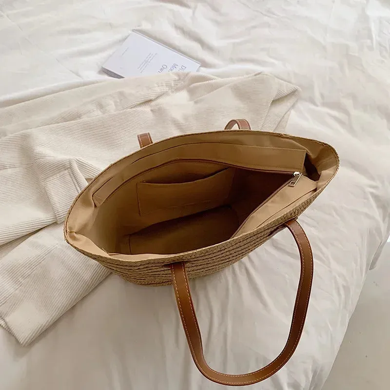 Luxury Straw Woven Basket Tote