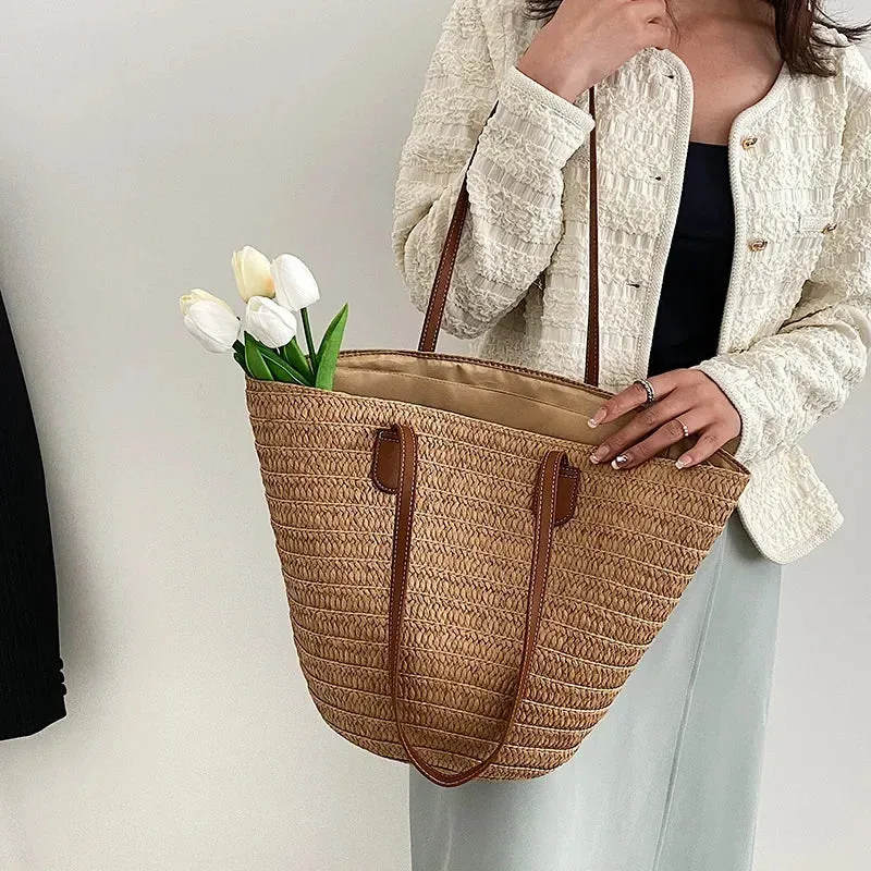 Luxury Straw Woven Basket Tote