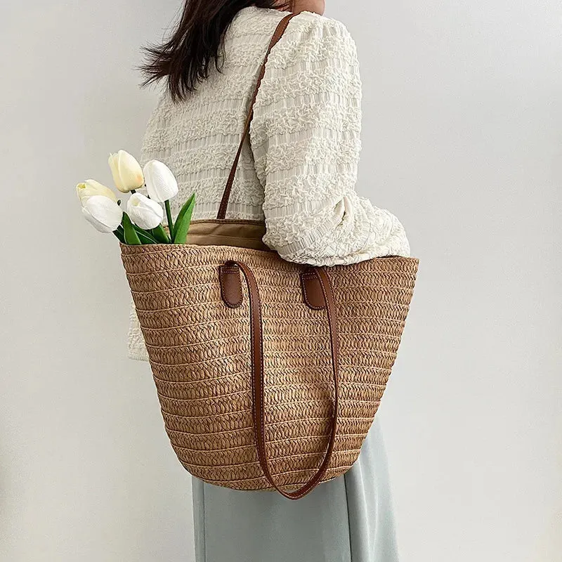 Luxury Straw Woven Basket Tote