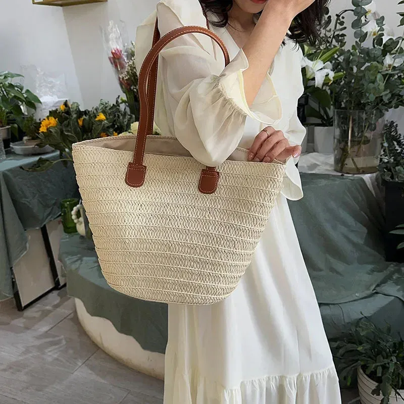 Luxury Straw Woven Basket Tote