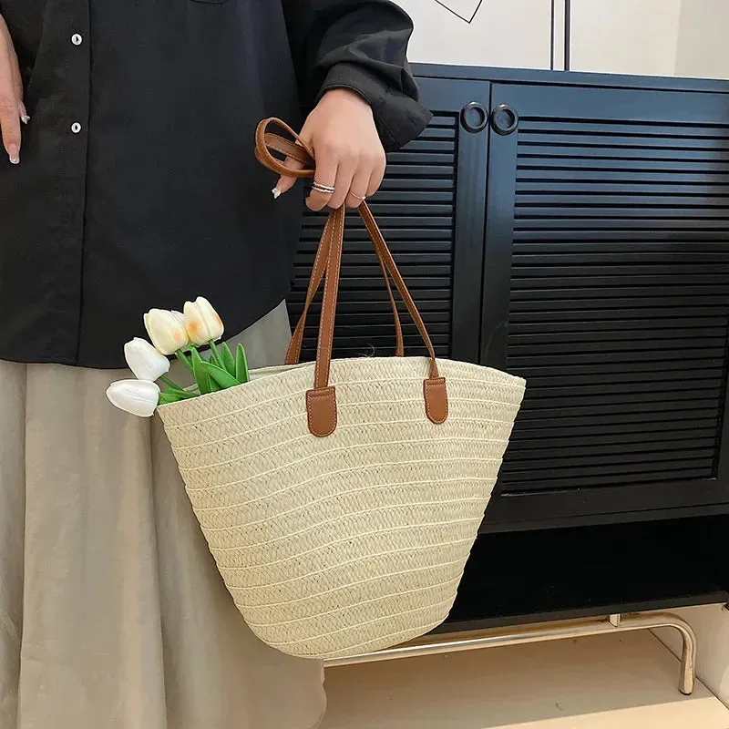 Luxury Straw Woven Basket Tote