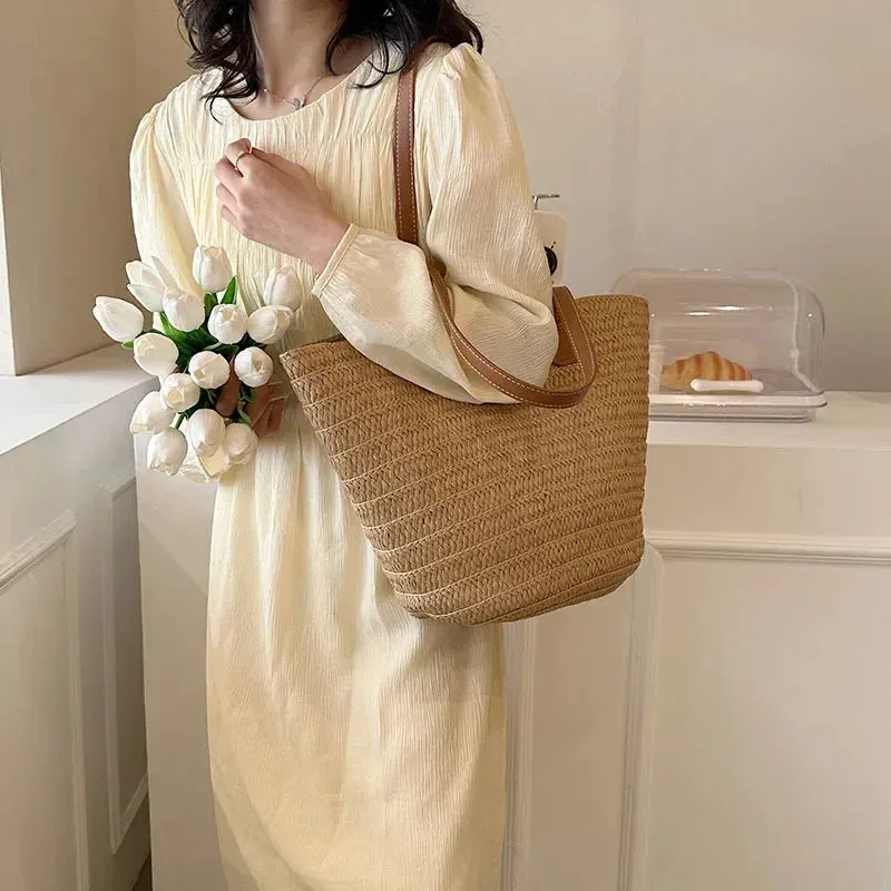 Luxury Straw Woven Basket Tote