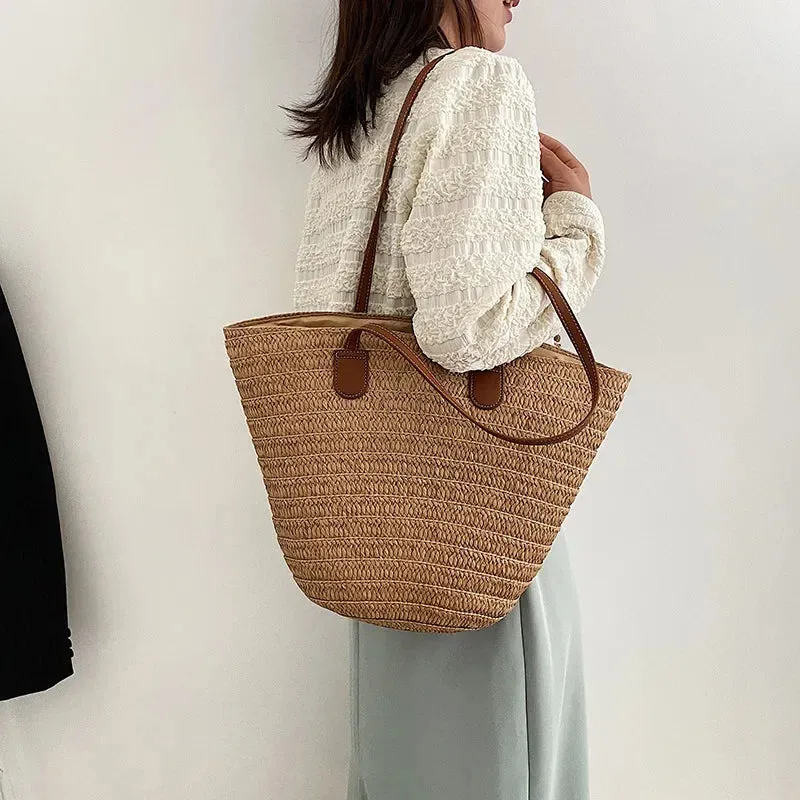 Luxury Straw Woven Basket Tote