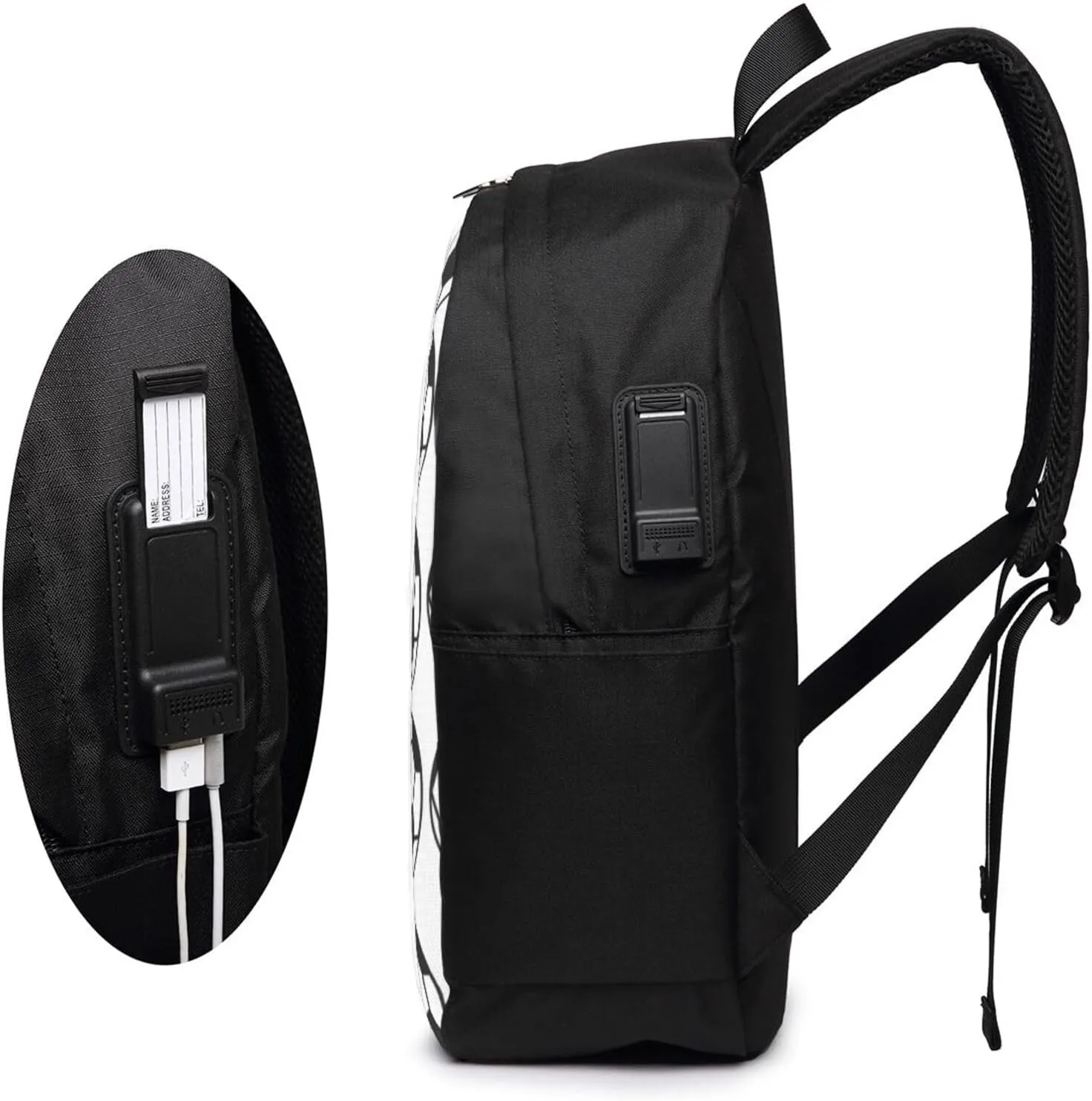 M-essi simple large capacity backpack, the whole bag is stylish and lightweight, the main bag is large enough Black