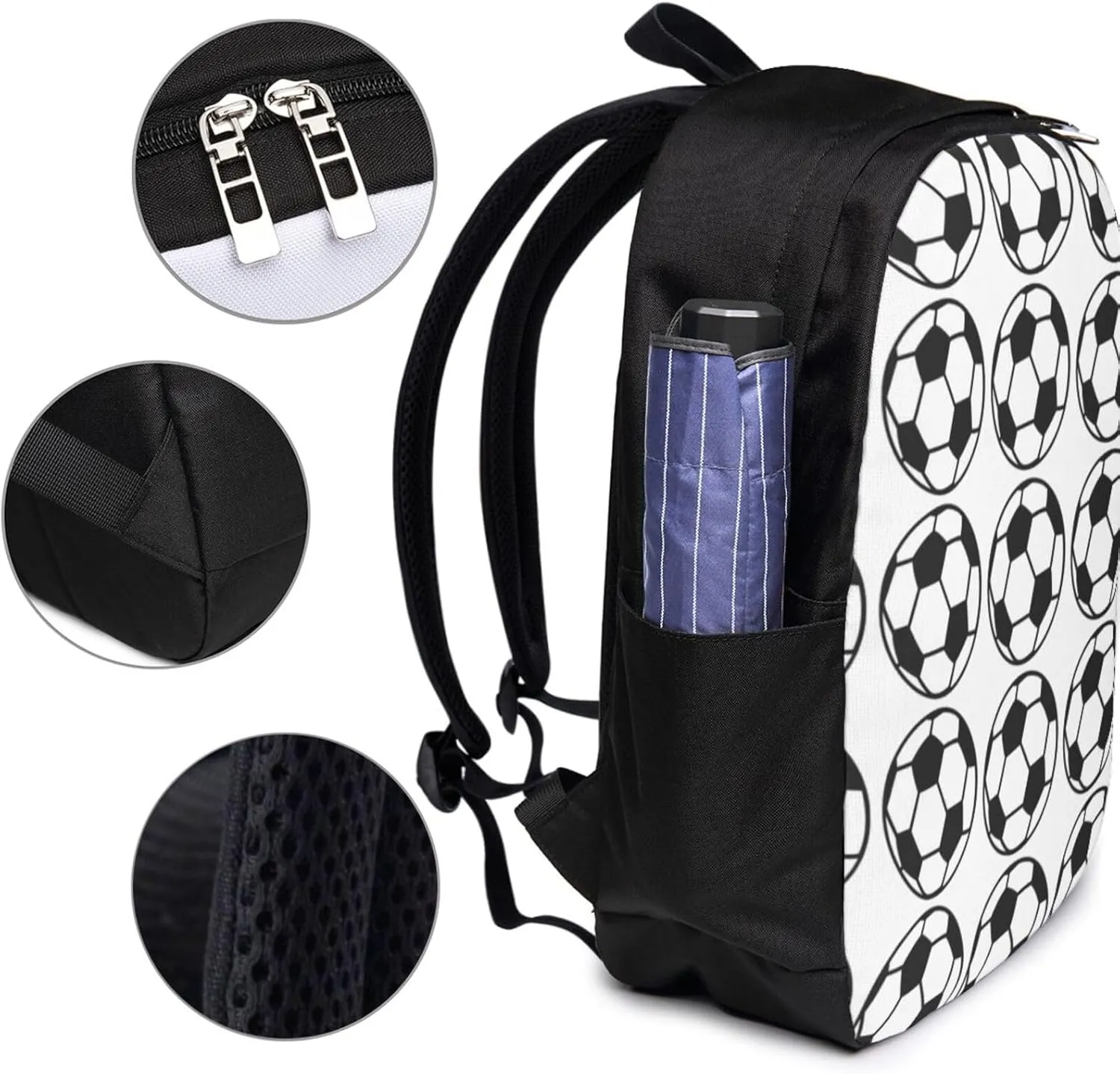 M-essi simple large capacity backpack, the whole bag is stylish and lightweight, the main bag is large enough Black