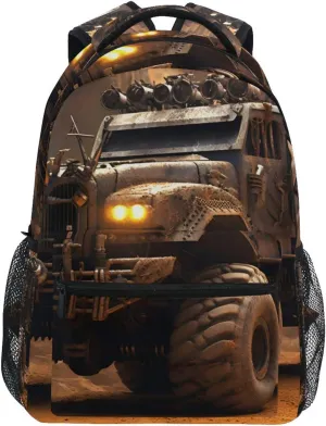 Mad Monster Truck Dirt Backpack Daypack Shoulder Bag Book Bag Lightweight Back Pack 11.4 ×16 In