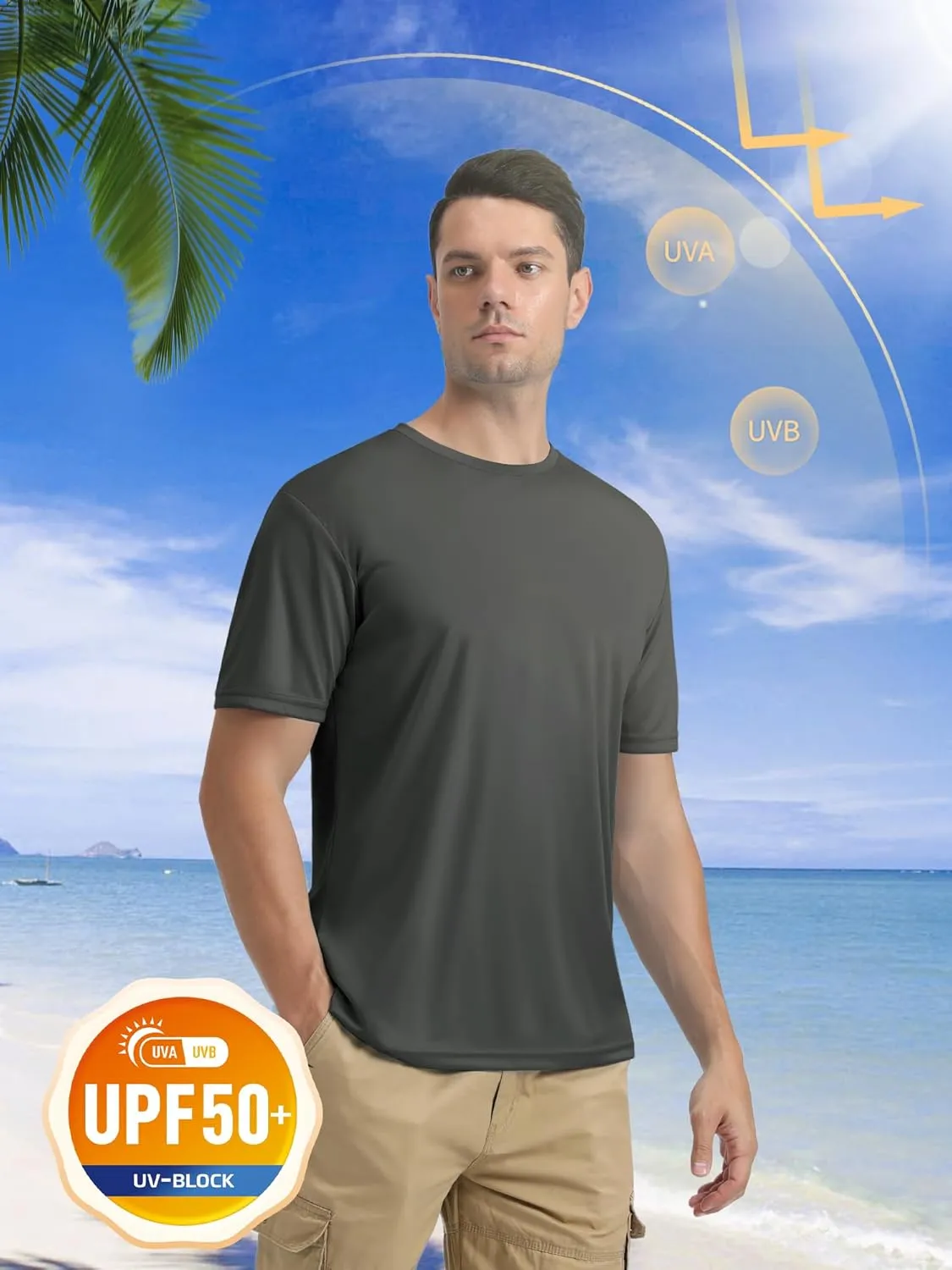 MAGCOMSEN Men's Short Sleeve UPF 50  T-Shirt Quick Dry Rash Guard Athletic Running Swim Top Tee Performance Water Shirts