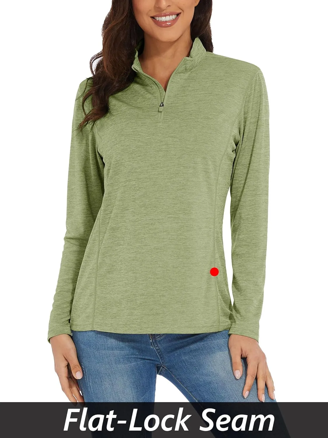 MAGCOMSEN Women's 1/4 Zip Shirts UPF 50  Sun Protection Pullover Long Sleeve Quick Dry Workout Hiking Athletic Shirts